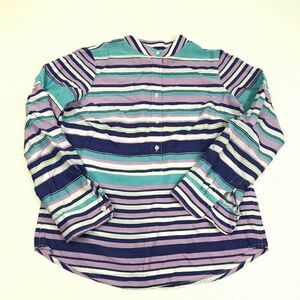 Talbots Womens Tunic Blouse Striped Popover Top Long Sleeve Shirt Petites PS